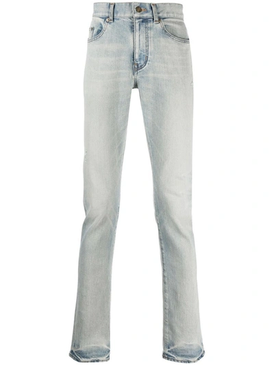 Shop Saint Laurent Skinny Five Pocket Low Jeans Light Fall Blue