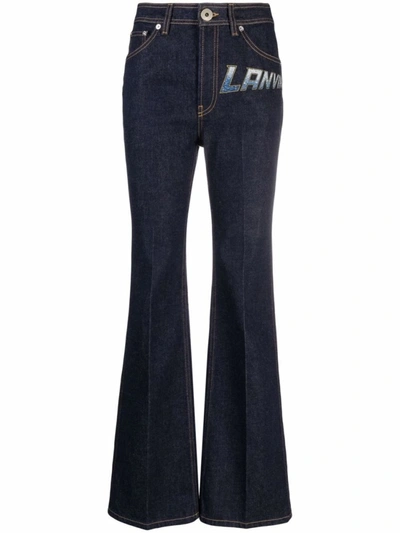 Shop Lanvin Logo-print Straight-leg Jeans In Black