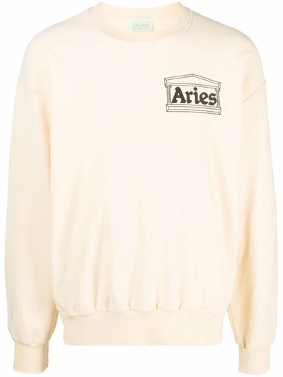Shop Aries Chest-logo Crewneck Sweatshirt In Yellow
