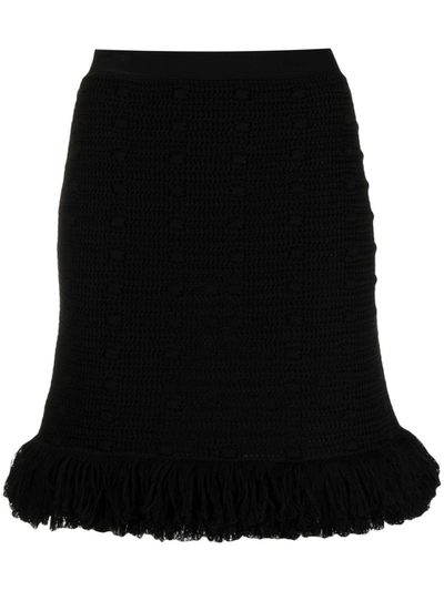 Shop Bottega Veneta Black Knitted Mini Skirt