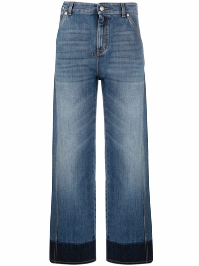 Shop Alexander Mcqueen Two-tone Straight-leg Jeans In Blue