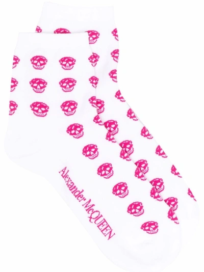 Shop Alexander Mcqueen Skull-motif Ankle Socks In Pink