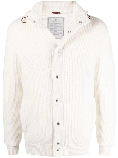 Shop Brunello Cucinelli Feather-down Cashmere Bomber Jacket In White