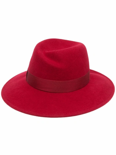 Shop Borsalino Chain-strap Felt Fedora Hat In Red