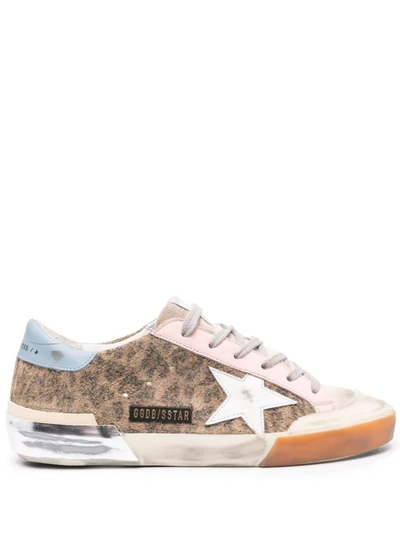 Shop Golden Goose Leopard-print Super-star Sneakers In Brown