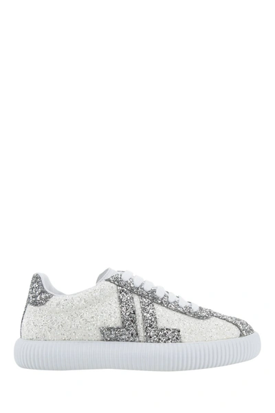 Shop Lanvin Glittered Low-top Sneakers In White