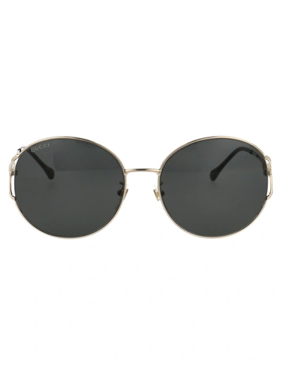 Shop Gucci Eyewear Round Frame Sunglasses In Gold