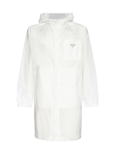 Shop Prada Front Pocket Raincoat In White