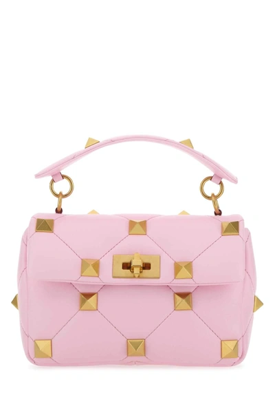 Shop Valentino Garavani Roman Stud Medium Shoulder Bag In Pink