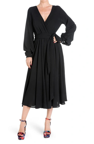 Shop Meghan La Lilypad Midi Dress In Black