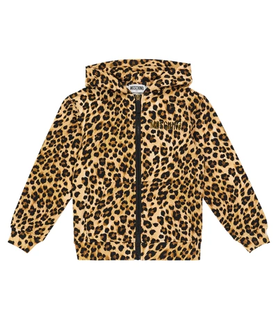 Shop Moschino Leopard-print Zipped Hoodie