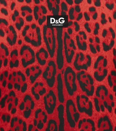 Shop Dolce & Gabbana Leopard-print Cotton Sweatshirt Dress In Leo Nero F.rosso Fra