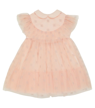 Shop Fendi Baby Embellished Tulle Dress In Promise