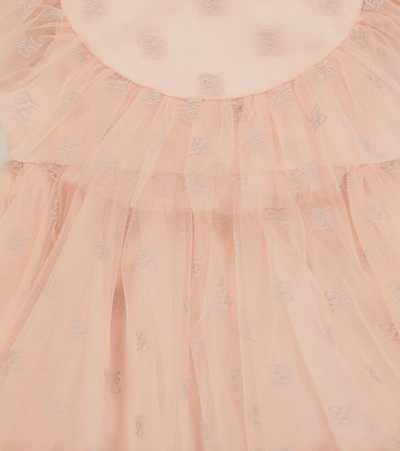 Shop Fendi Baby Embellished Tulle Dress In Promise