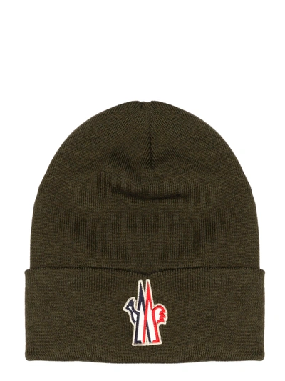 Shop Moncler Grenoble Logo Patch Beanie In Green