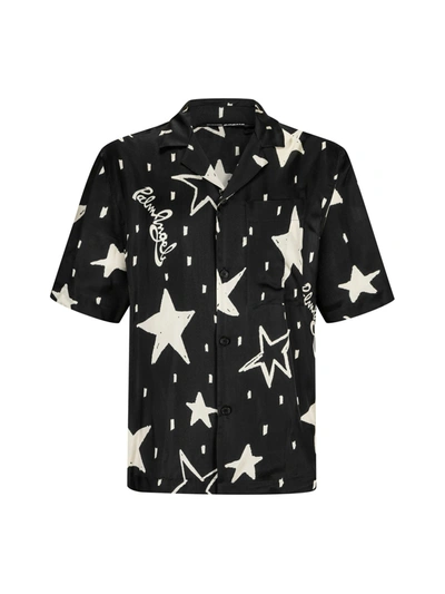 Shop Palm Angels Night Sky Buttoned Shirt In Black