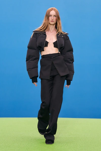 Shop Jacquemus La Doudoune Pralù Crop Puffer Jacket In Black