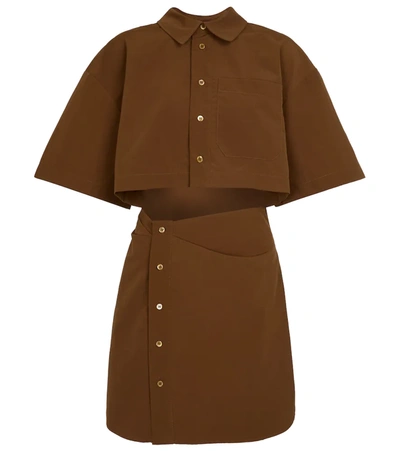 Shop Jacquemus La Robe Arles Shirt Minidress In Brown