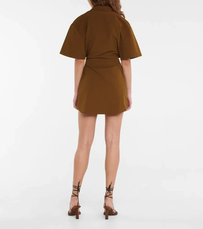 Shop Jacquemus La Robe Arles Shirt Minidress In Brown
