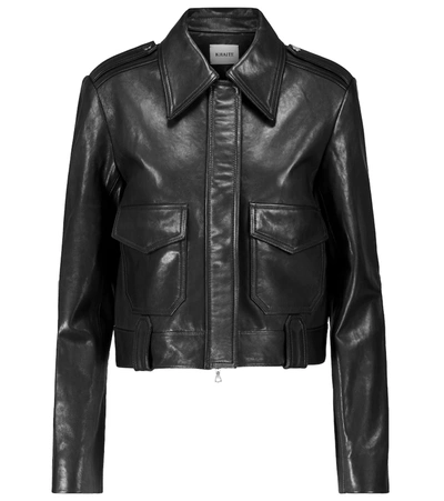 Shop Khaite Cordelia Leather Crop Jacket In Black