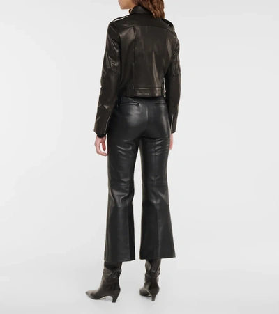 Shop Khaite Cordelia Leather Crop Jacket In Black