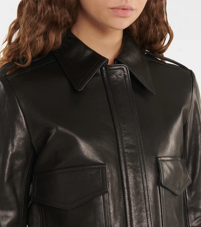 Shop Khaite Cordelia Leather Crop Jacket In Black