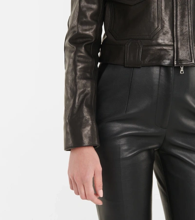 Shop Khaite Cordelia Leather Crop Jacket In Black