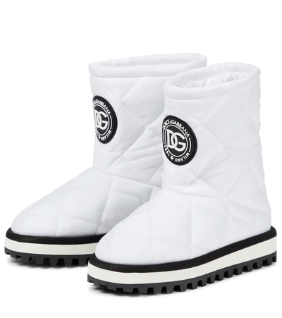 Dolce & Gabbana 10mm City Quilted Nylon Snow Boots In White/white 