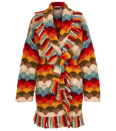 Shop Alanui Rainbow Mountains Alpaca-blend Cardigan In Multicolor
