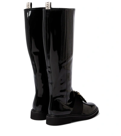 Shop Roger Vivier Viv' Rangers Leather Knee-high Boots In Nero