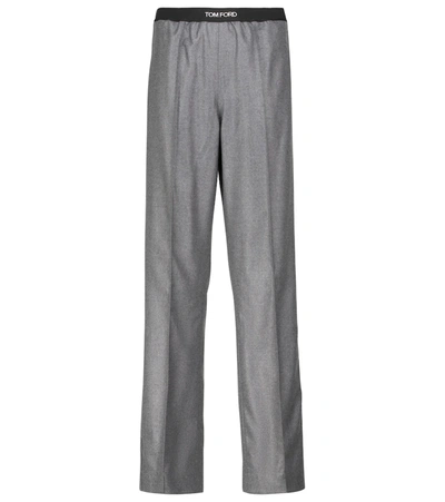Shop Tom Ford Cashmere Wide-leg Pants In Grey & White