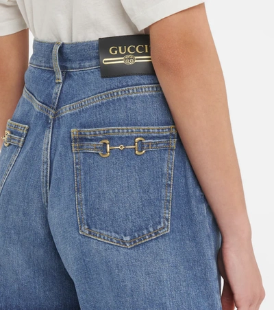 Shop Gucci Denim Shorts In Blue/mix