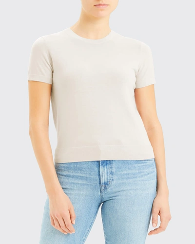 Shop Theory Basic Regal Wool Short-sleeve Tee In New Ivory