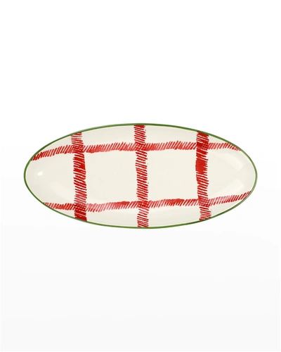 Shop Vietri Mistletoe Plaid Narrow Oval Platter