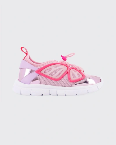 Shop Sophia Webster Girl's Fly-by Metallic Butterfly Sneakers, Baby/toddler/kids In Pink Metallic