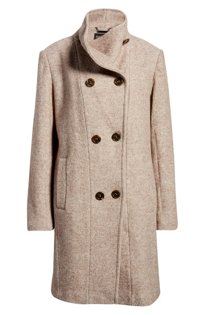 Shop Ellen Tracy Double Breasted Wool Blend Coat In Taupe