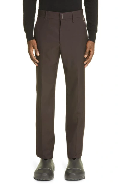 Shop Givenchy Slim Fit Wool Trousers In Dark Brown
