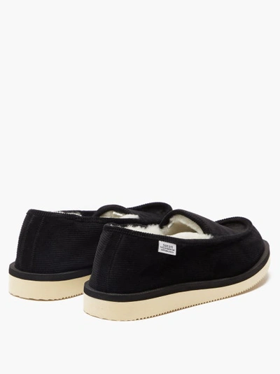 Ssd-comab Shearling-lined Corduroy Slippers In Black