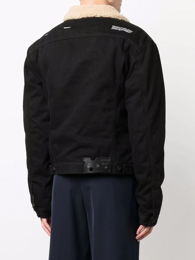 Shop Off-white Denim And Shearling Jacket In Black
