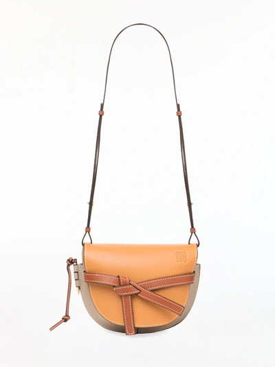 Shop Loewe Small Gate Bag In Leather In Beige