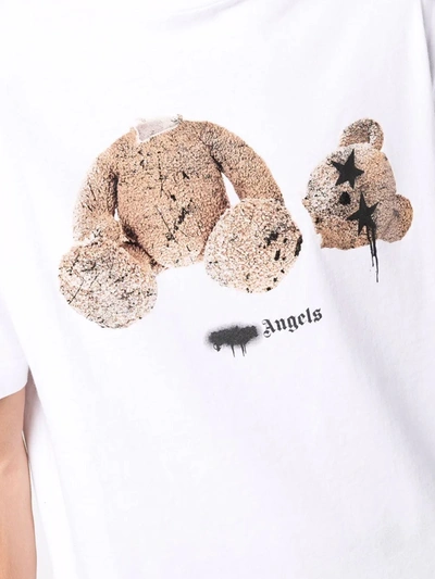 Shop Palm Angels Bear Print Spry T-shirt In White