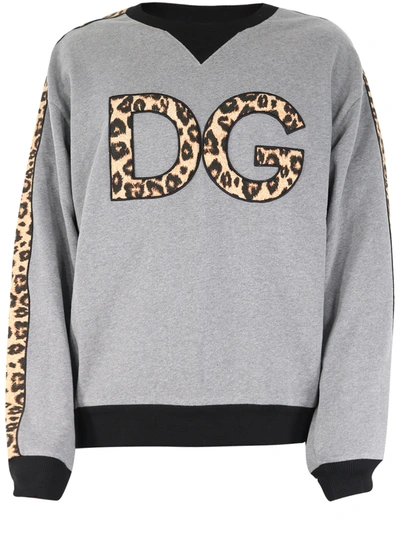 Shop Dolce & Gabbana Dg Animalier Print Sweatshirt In Grey
