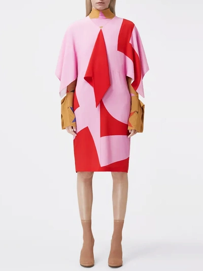 Shop Burberry Red And Pink Crepe De Chine Silk Dress