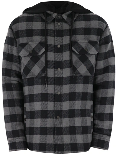 Shop Off-white Flannel Shirt With Fleece In Grey