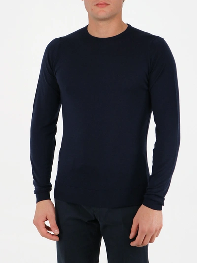 Shop John Smedley Blue Merino Wool Sweater