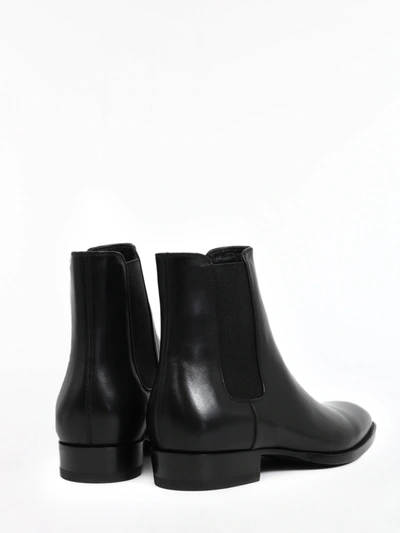 Shop Saint Laurent Wyatt Leather Chelsea Boots In Black