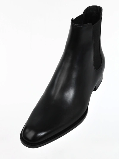 Shop Saint Laurent Wyatt Leather Chelsea Boots In Black