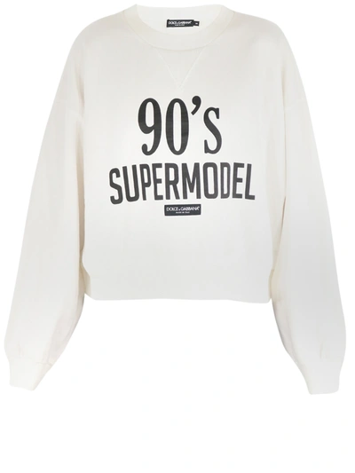 Shop Dolce & Gabbana 90's Supermodel White Sweatshirt