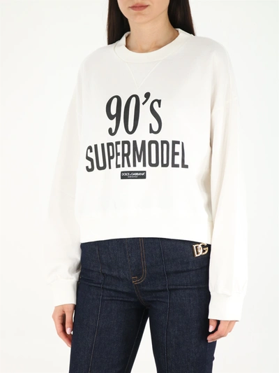 Shop Dolce & Gabbana 90's Supermodel White Sweatshirt