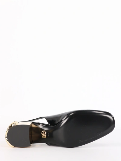 Shop Dolce & Gabbana Alexa Sling Back In Patent Leather With Dg Heel In Black